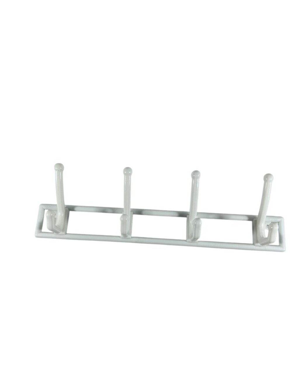 White Plastic Wall Mount Coat Rack 4 Double Hooks Hat Towel Entryway Organizer